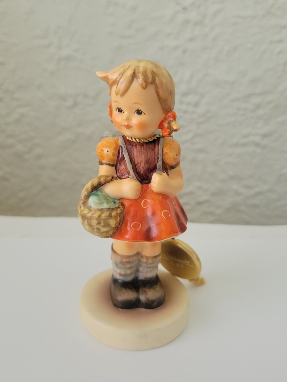 Hummel Goebel Porcelain Figurine Girl with Basket and Backpack W Germany